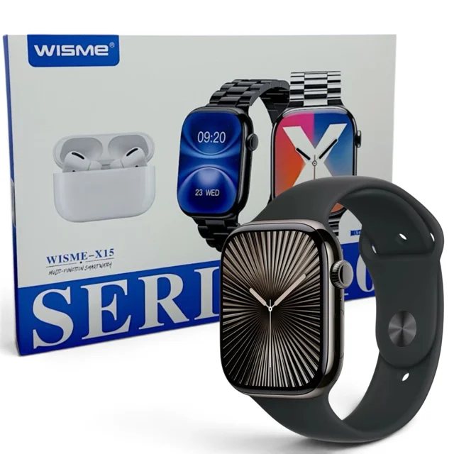 پک ساعت هوشمند برند WISME مدل X 15 با 7 بند متنوع و ایرپاد بی سیم و اپلیکیشن اختصاصی